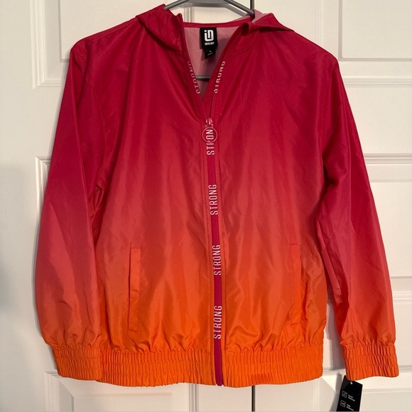 ID Ideology Girls Pink Jacket Windbreaker Ombre Hooded New medium - Picture 1 of 8